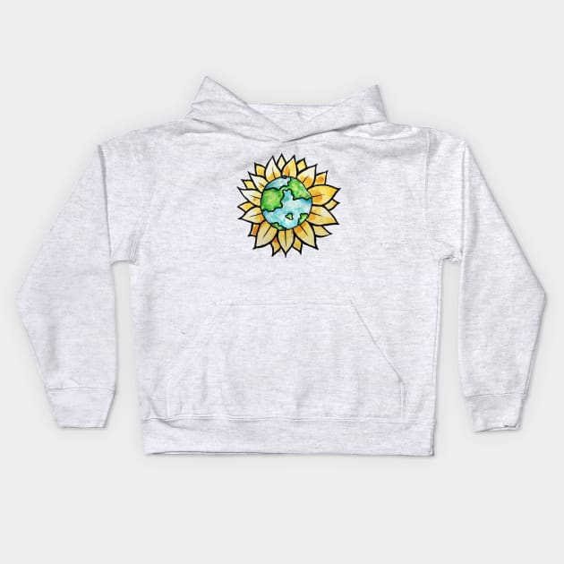 Sunflower Earth day Kids Hoodie by bubbsnugg